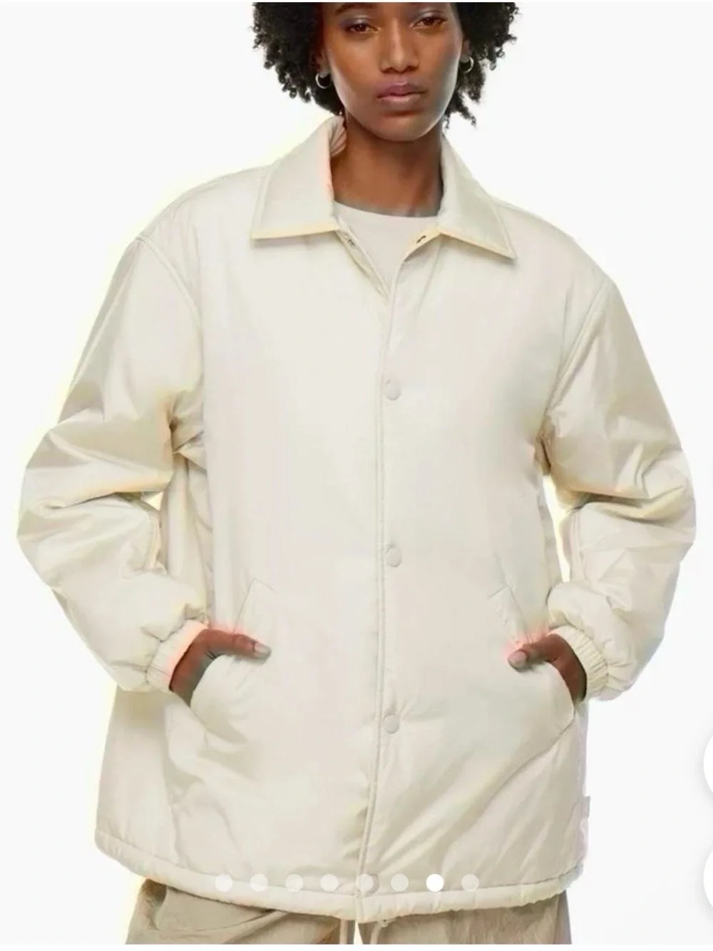 Aritzia TNA The Coaches Jacket Matte Pearl Cream Sz M